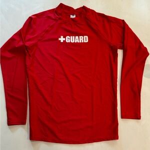 Unisex Blarix Red long sleeve lifeguard rash guard adult size M, NWT